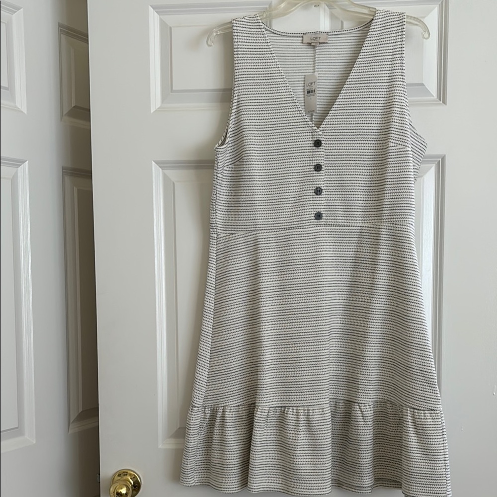Striped Sleeveless Dress with Ruffle Hem